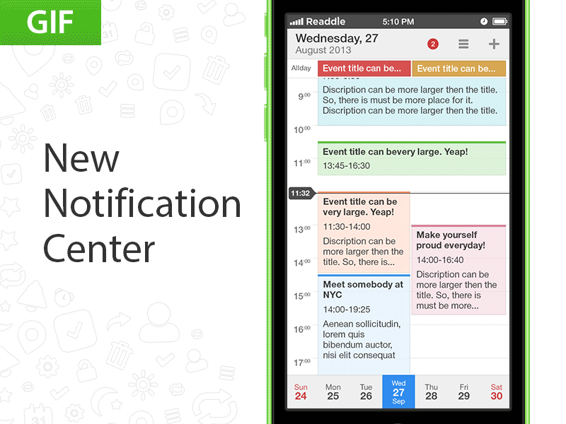 Calendars 5 notification center