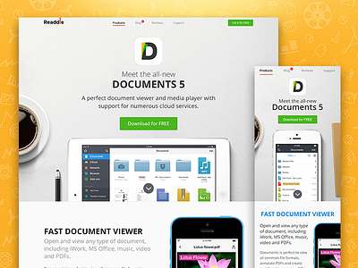 Documents 5 - Landing Page document dropbox file ipad iphone landing manager page player readdle responsive web