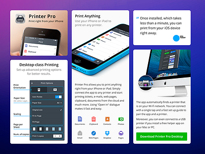 Printer Pro - Product page clipboard doc icon ios iphone landing mac page printer product readdle watch