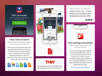 PDF Converter - Product Page converter doc icon ios iphone landing page pdf photo readdle watch web