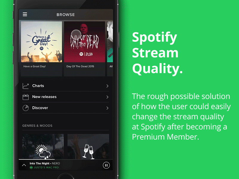 Spotify. Stream Quality dialog extreme fun iphone music premium quality spotify ux