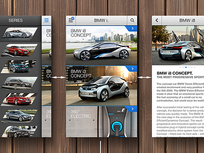 BMW app concept app application bmw car concept prototyping screen sidebar