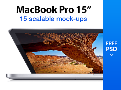 MacBook Pro - 15 Scalable Mock-ups apple device download free front ios laptop lossless macbook mavericks mock-up mockup notebook pro psd retina scalable side top vector