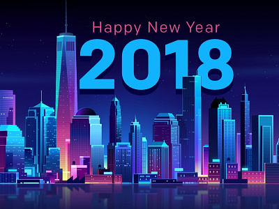 Happy New Year 2018 abstract animation app apparel architecture art logo