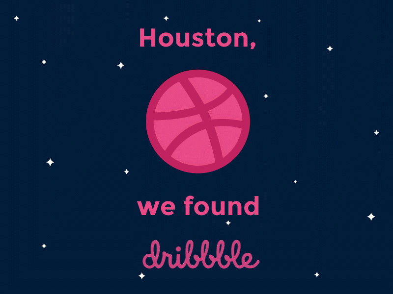 Hello Dribbble!! animation debut first shot hello invite planet shuttle space stars universe