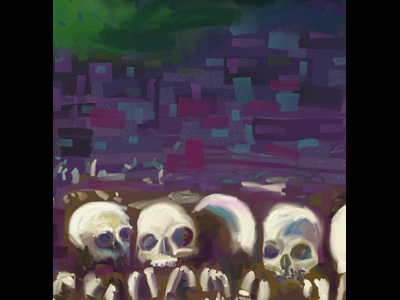 Catacombs (cropped) catacombs illustration painting paris skull