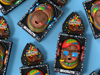 Rocklets Easter Eggs - Packaging 3d boy branding candy character characters chocolate cocoa color design easter girl graphic design illustration package packaging render sweet