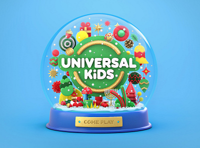 Universal Kids logo 3d animation art branding c4d cinema4d crhismas design graphic design illustration kids logo model3d motion graphics render