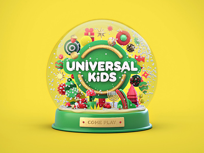 Universal Kids 3d animation art branding c4d chrismas cinema4d design graphic design illustration kids logo material model3d motion graphics render texture tv
