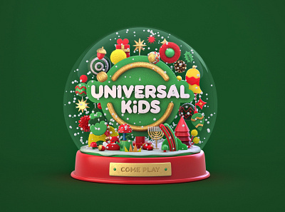 Universal Kids 3d animation art branding c4d chrismas cinema4d design graphic design illustration kids logo mateiral model3d motion graphics render texture tv
