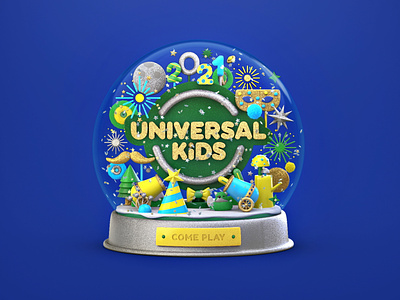 Universal Kids 3d 3dmodel animation art branding c4d chrismas cinema4d design graphic design illustration kids logo materials model3d motion graphics render texture tv
