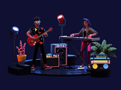 The Musicians 3d 3d model 3dmodel animation art branding c4d chareacters cinema4d design graphic design illustration material model3d motion graphics music render texture