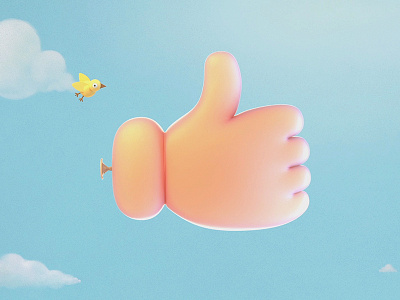 Like Balloon 3d art balloon bird button clouds illustration like render sky