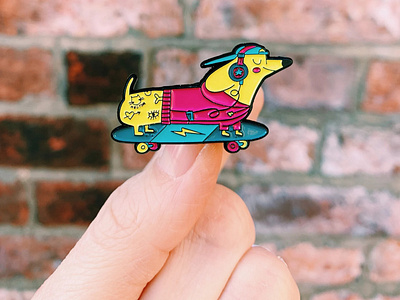 Enamel pin design - Gaspard the rad dog