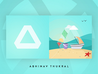 Experiments with my logo beach dribbble first shot flat