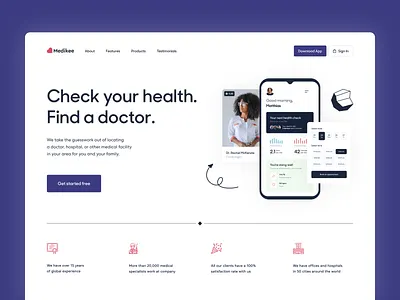 Medical / Health app / Website design app app design clean clinic creative doctors health hero home hospital landing medical minimal mobile product design ui ux web design white