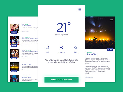 Weather & Events App (Free PSD) app clean creative events minimal ui ux weather