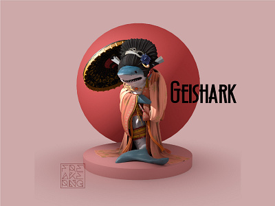 Geishark 3d animal art c4d crossover cyberpunk design freakering geisha geishark illustration japan movie sea shark