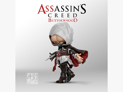 Freakering's - Assassin's Creed - Buttockhood 3d art ass assassins assassinscreed branding butt c4d crossover cute design face freakering game gamer illustration logo movie