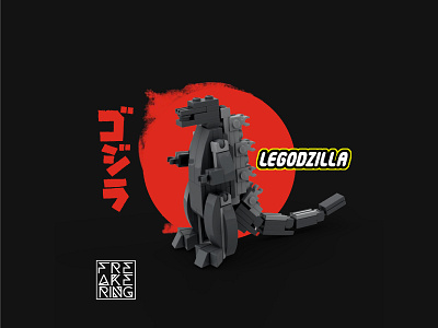Freakering's - Legodzilla 3d art branding brick bricks build c4d crossover design freakering godzilla illustration lego logo movie
