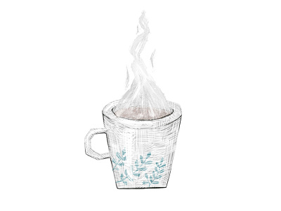 Coffee Illustration coffee cup custom digital illustration mug steam texture
