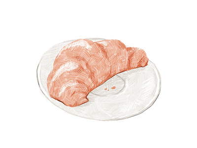 Croissant Illustration bake baked goods croissant crosshatch crosshatching crumbs digital illustration pastry plate texture