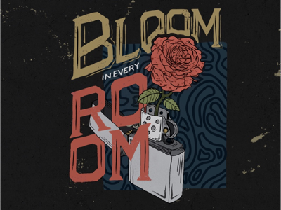 Bloom in every room design digital illustration lettering