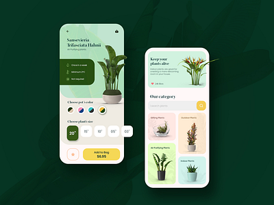 Plant Shop App Design air app application design flower interface nature plants purifying shop shopping tree ui user ux