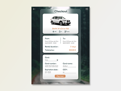 Checkout page adobe xd app ui car checkout daily ui 002 rental ui