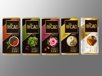 Line packaging Сhocolate Rocao branding chocolate cocoa design fruit graphic design illustration natural organic packaging raw typography vegan