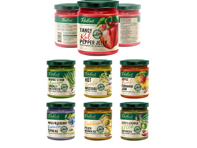 Labels for Rotham Gormet branding design graphic design illustration jelly label mustard natural pepper sauce small batch typography vector