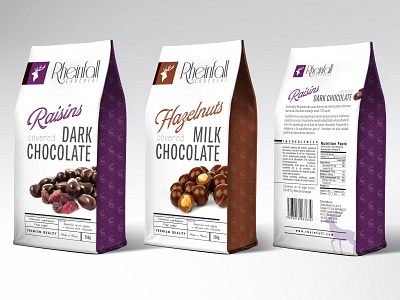 Packaging for Rheinfall branding design graphic design hazelnuts illustration packaging raisins typography