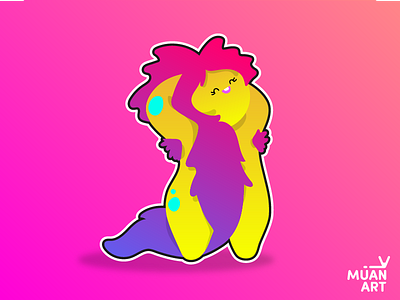 Woman's Day character color gradient happy monster muanart