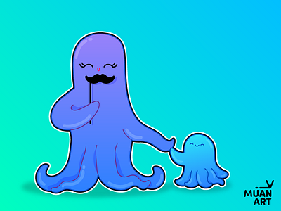 my mom is my dad character color design fathersday gradient muanart octopus