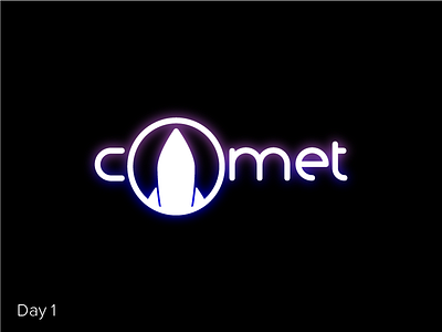 Day 1 - Comet comet dailylogo dailylogochallenge logo mark rocket rocketship trend2018