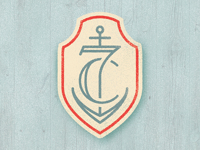 Seven Cs anchor badge brand grit icon logo sea texture typogaphy