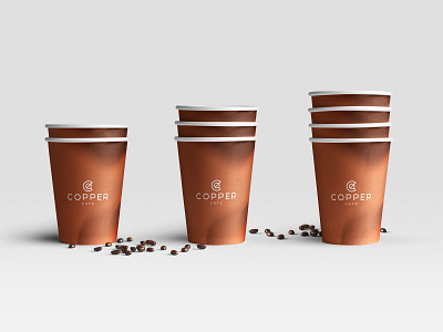 Copper Coffee Shop brand branding c letter concept cups icon identity illustration logo packaging typography vector