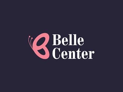 Belle Beauty Center apps b letter beauty center branding butterfly icon logo mark mobile app logo spa woman