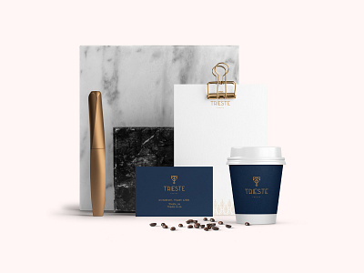 Trieste Coffee Shop brand branding cafe coffeeshop design icon illustration logo package design packaging stationary t letter typography vector