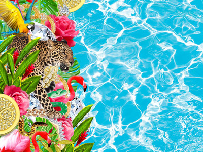 Untitled branding collage color design fashion fashion brand hebrew image making israel kitsch logo mia pattern print textile tropic tropical wall art wallpainting wallpaper