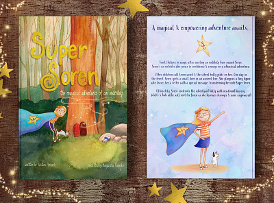 "Super Soren" book cover design art artist book book cover character design children colorful cute design illustration kids watercolor watercolour whimsical