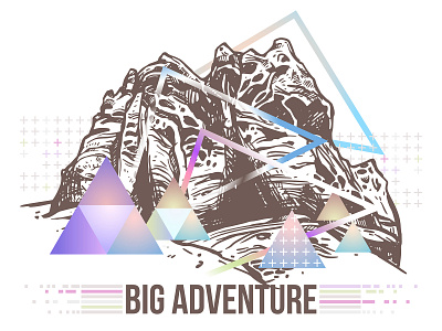 Big Adventure adventure collage engraved etching hand drawn ilustration mountain sketch