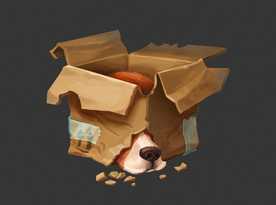 Dog like cat animal beagle box concept art digital art dog game art hand drawn illustraion props puppy