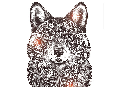 Ornamental Wolf animal art decorative dog graphic hand drawn illustration nature ornamental wild wolf