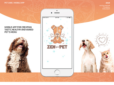 Zen for Pet animals app cat desain design dog food hand drawn illustration menu mobile mobile app mobile app design onboarding screen pet ui ux ux design