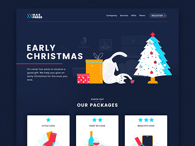 Early Christmas christmas design illustration kitty illustration landing page ui ux vector web website website concept websites