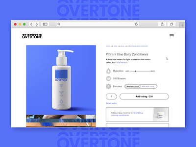 Product Detail Page, Overtone beauty brand brand refresh branding conversion detail page digital experience haircare overtone product detail page product page site design strategy based ui ui design user experience ux ux design web design web design agency website