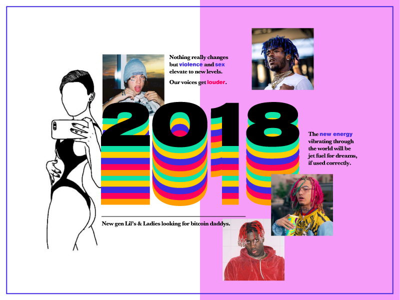 2018 Predictions bold modern typography energy rapper trend color static design prediction 2018 digital