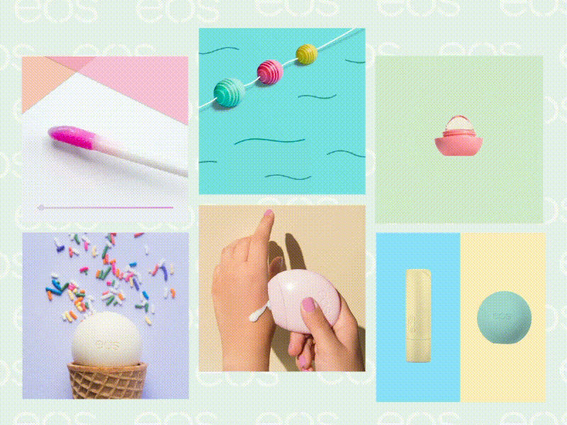 EOS Instagram GIFs aftereffects bathandbody beautybrand design eos gif instagram lipbalm motiongraphics socialmedia socialmediamarketing socialpost