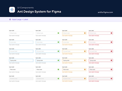 UI Components - Ant Design System for Figma ant design design system design systems error figma form design form field input states success ui components ui kit uidesign warning
